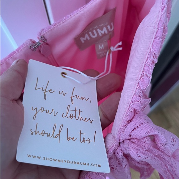 SHOW ME YOUR MUMU PINK MONIQUE LACE TIER MAXI DRESS NWT SZ M - Picture 4 of 8